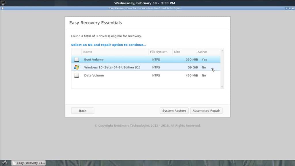 easy recovery essentials windows 8