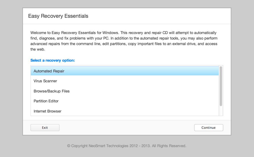 easy recovery essentials windows 8